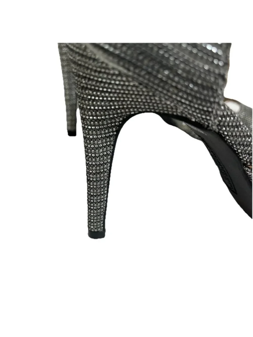 Christian Siriano Heels Silver Sparkle Wrap Ankle Open Toe Shoes